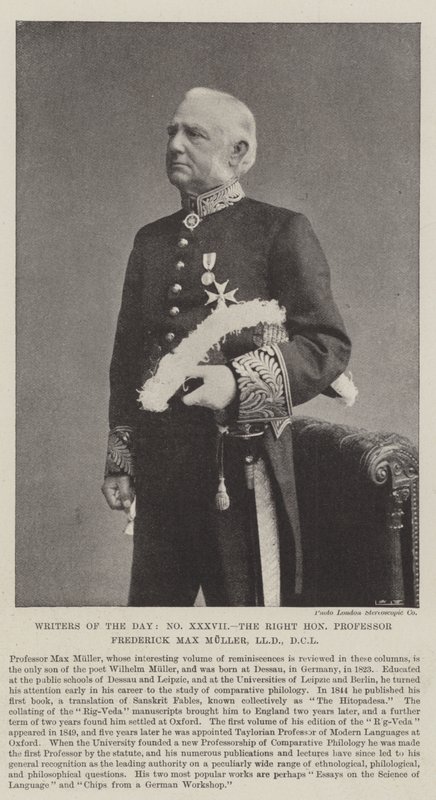 Schriftsteller des Tages, der ehrenwerte Professor Frederick Max Muller, LLD, DCL von English Photographer