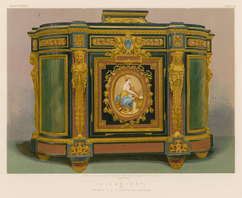 Ein Kabinett von Messrs J und T Scott, Edinburgh von English School