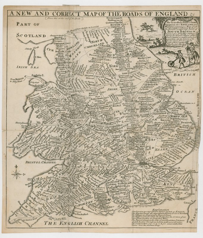 Eine neue und korrekte Karte der Straßen von England von English School