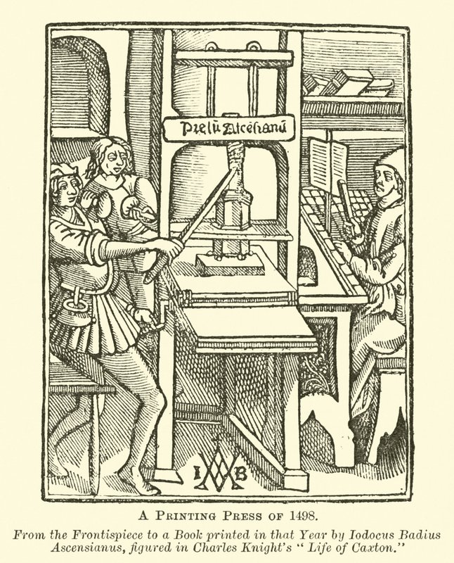 Eine Druckpresse von 1498 von English School