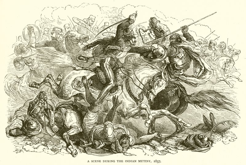 Eine Szene während des indischen Aufstands, 1857 von English School
