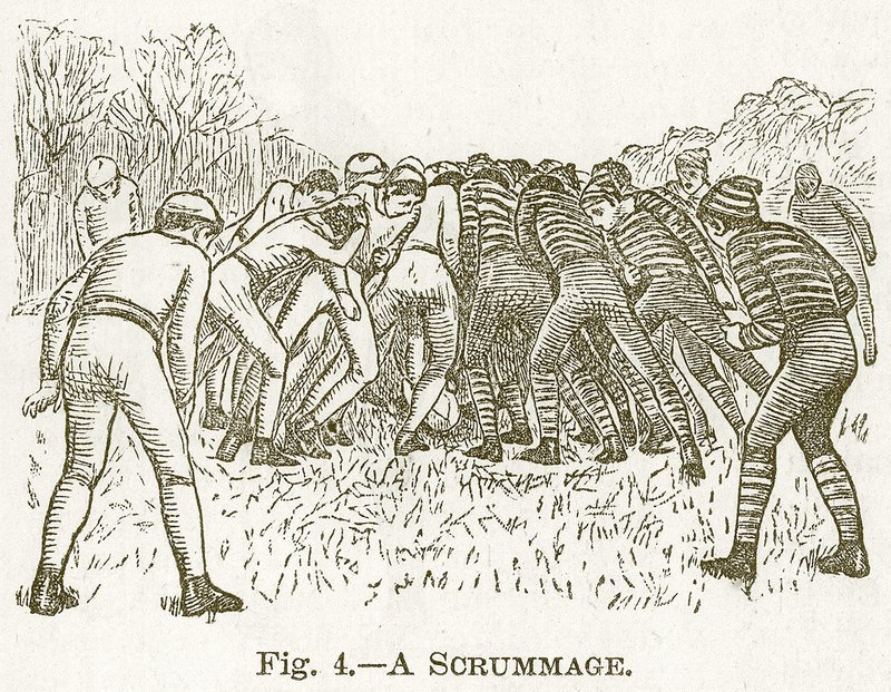 Ein Gedränge, Illustration für Cassells Buch der Sportarten und Zeitvertreibe, ca. 1890 von English School
