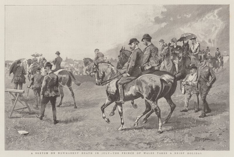 Eine Skizze auf Newmarket Heath im Juli, der Prinz von Wales macht einen kurzen Urlaub von English School