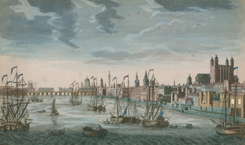 Allgemeine Ansicht der Segelschiffe auf den Gewässern der Themse von English School
