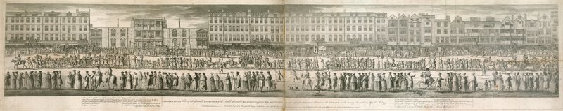 Eine geometrische Ansicht der großen Prozession der Scald Miserable Masons von English School