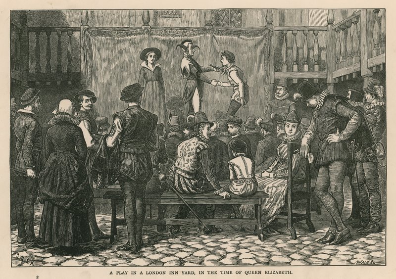 Ein Theaterstück in einem Londoner Gasthofshof zur Zeit von Königin Elizabeth von English School