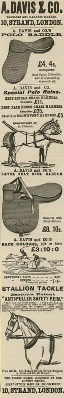 Werbung für A Davis & Co Sattler und Geschirrhersteller von English School
