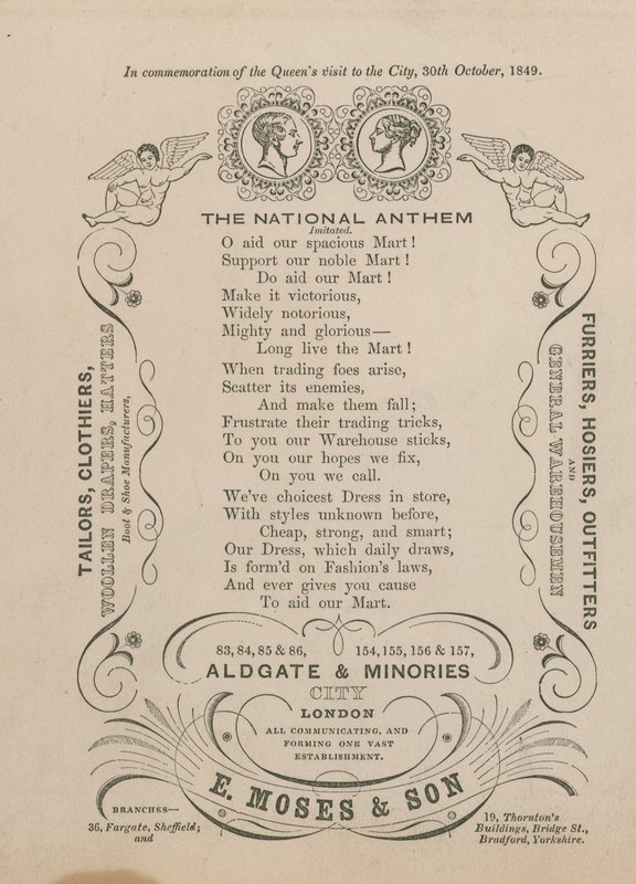 Werbung für E. Moses & Son von English School