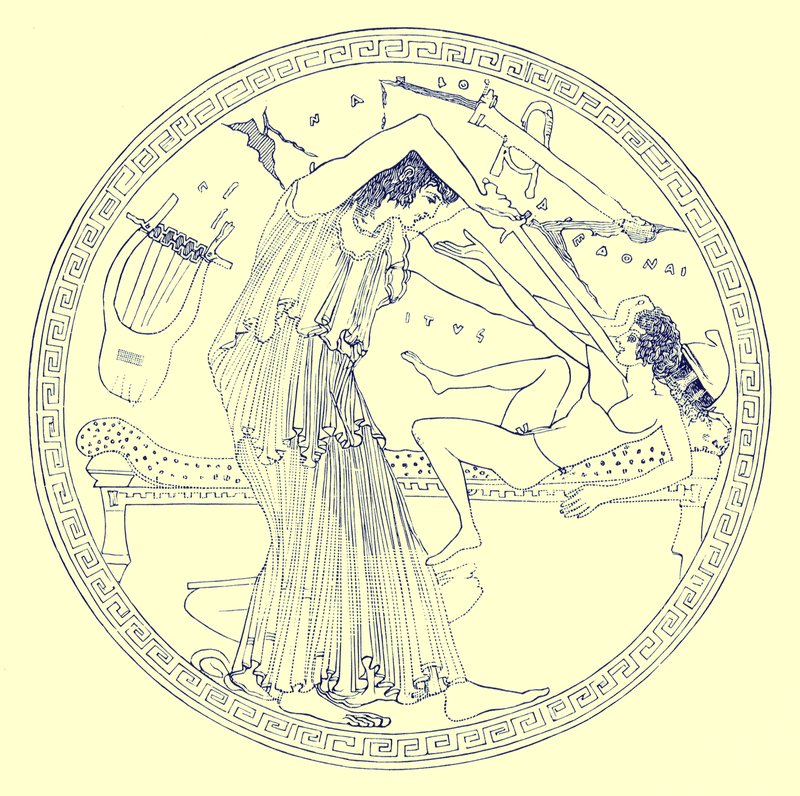 Aedon tötet Itys, Illustration aus "Greek Vase Paintings" von J. E. Harrison und D. S. MacColl, veröffentlicht 1894 von English School