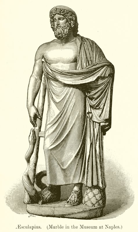 Aesculapius. (Marmor im Museum von Neapel) (Gravur) von English School