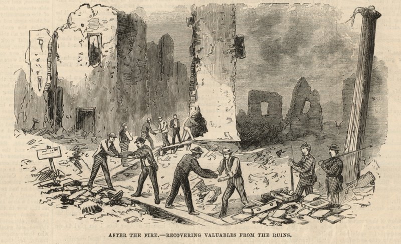 Nach dem Feuer - Wertgegenstände aus den Ruinen bergen von English School
