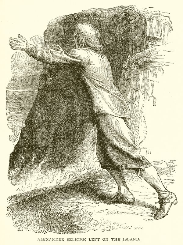 Alexander Selkirk auf der Insel zurückgelassen von English School