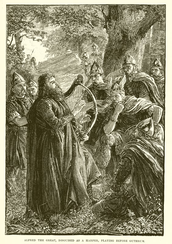Alfred der Große, verkleidet als Harfner, spielt vor Guthrum von English School