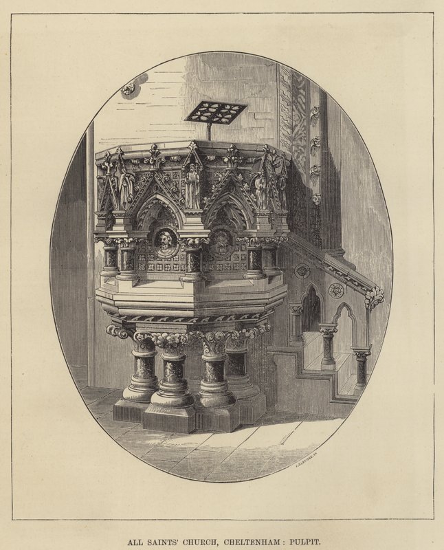Allerheiligenkirche, Cheltenham, Kanzel (Stich) von English School