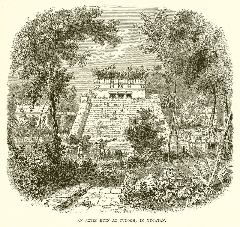 Eine aztekische Ruine in Tuloom, Yucatan von English School