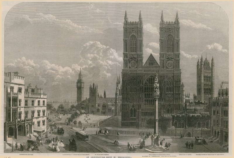 Eine architektonische Gruppe in Westminster von English School
