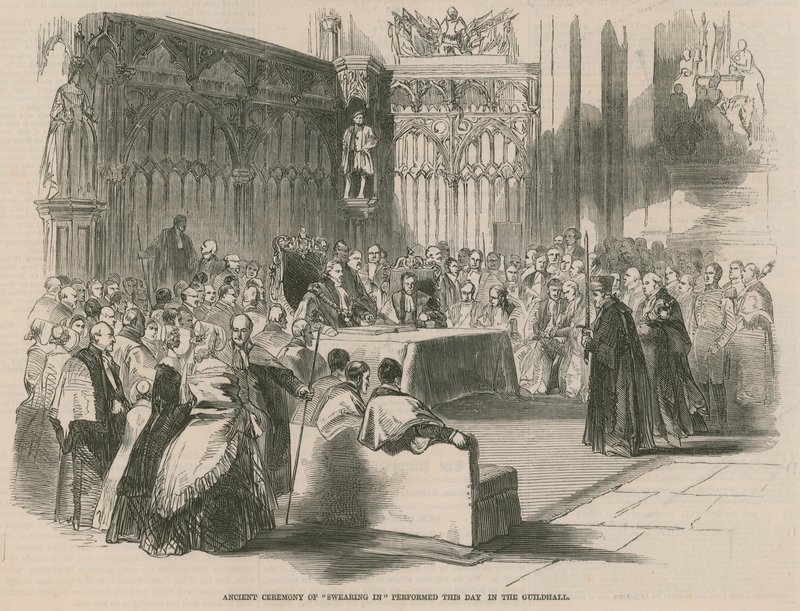 Alte Zeremonie des Amtseids in der Guildhall von English School