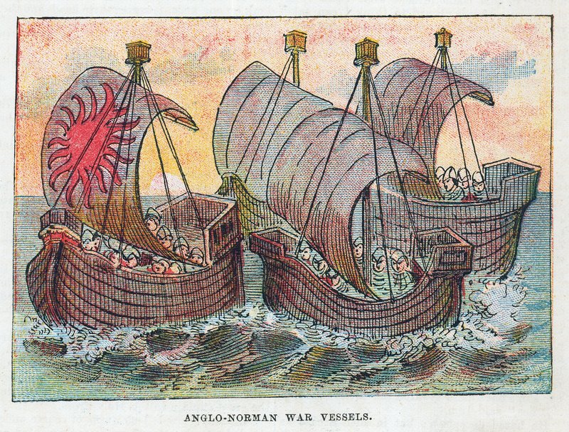 Anglo-Normannische Kriegsschiffe von English School