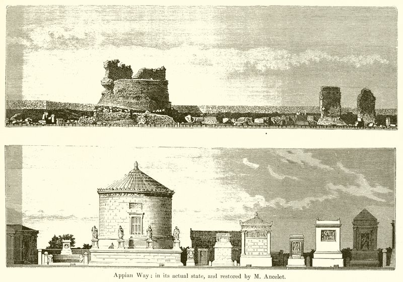 Via Appia: In ihrem aktuellen Zustand und restauriert von M. Ancelet von English School