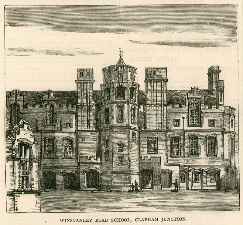 Architektur der London School Board: Winstanley Road School, Clapham Junction, London von English School