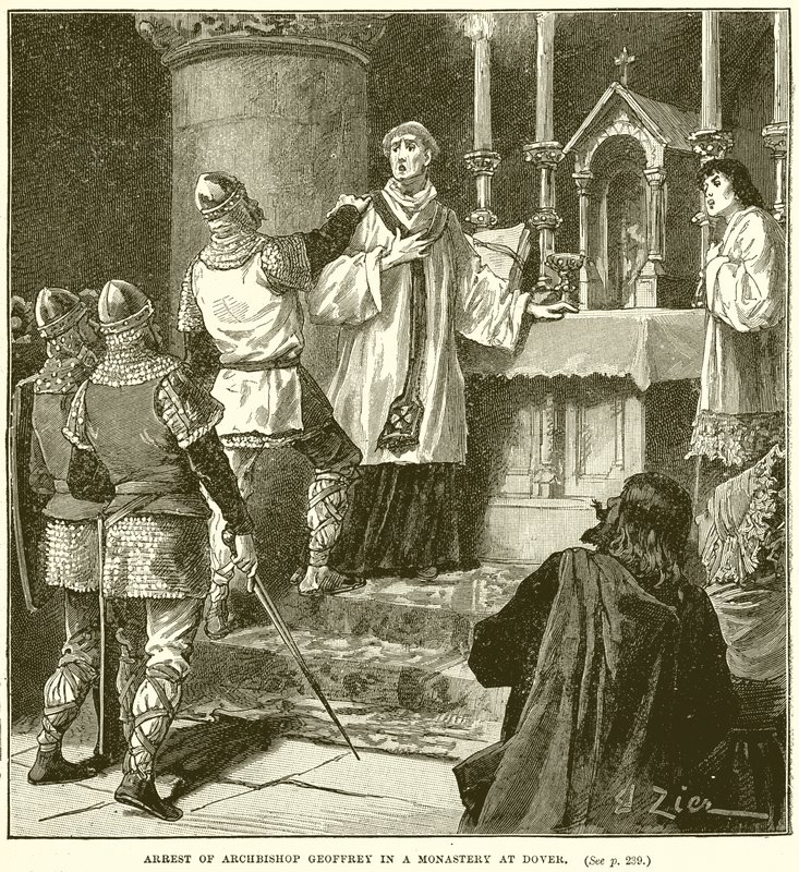 Verhaftung von Erzbischof Geoffrey in einem Kloster in Dover von English School