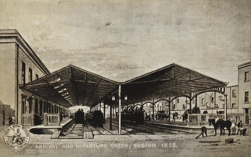 Ankunfts- und Abfahrtshallen, Euston 1838 von English School