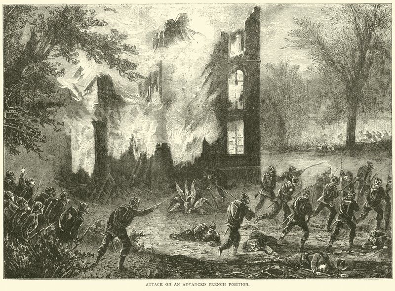 Angriff auf eine vorgeschobene französische Position, Oktober 1870 von English School