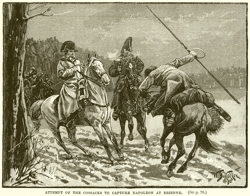 Versuch der Kosaken, Napoleon in Brienne zu fangen von English School