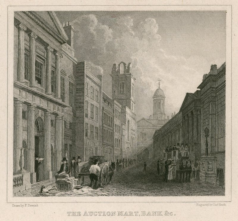 Auktionshaus, St Bartholomews Lane, London, und Bank von English School