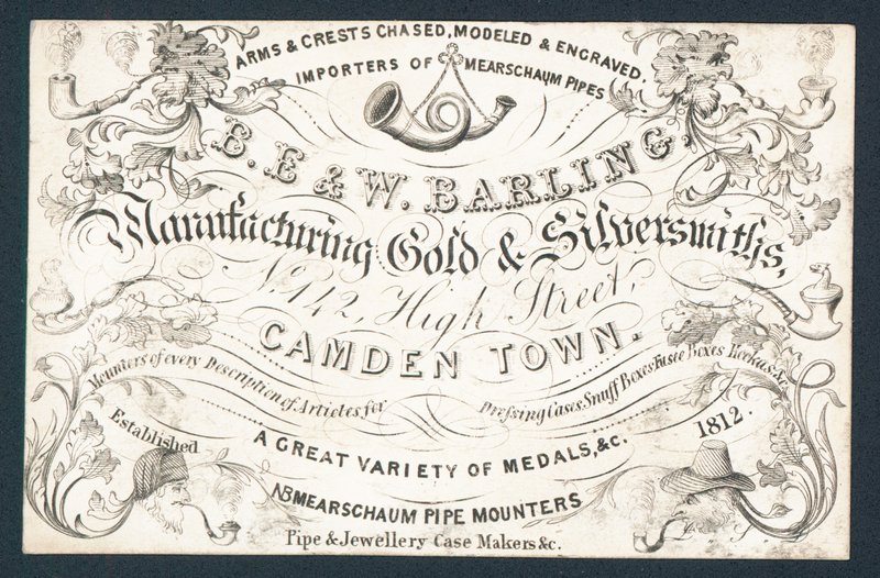 B E & W Barling, Hersteller von Gold- und Silberwaren, Visitenkarte von English School