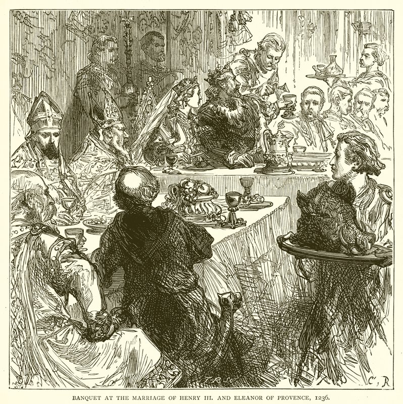 Bankett bei der Hochzeit von Heinrich III. und Eleonore von Provence, 1236 von English School