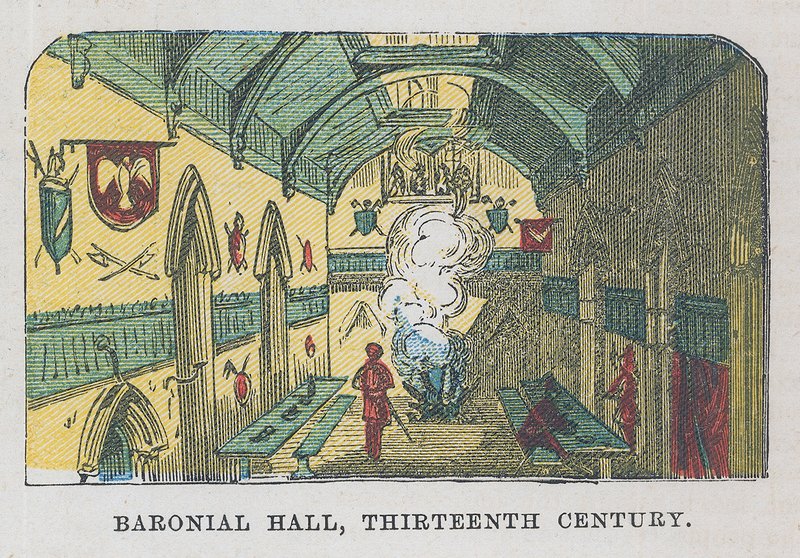 Baronialhalle, 13. Jahrhundert von English School