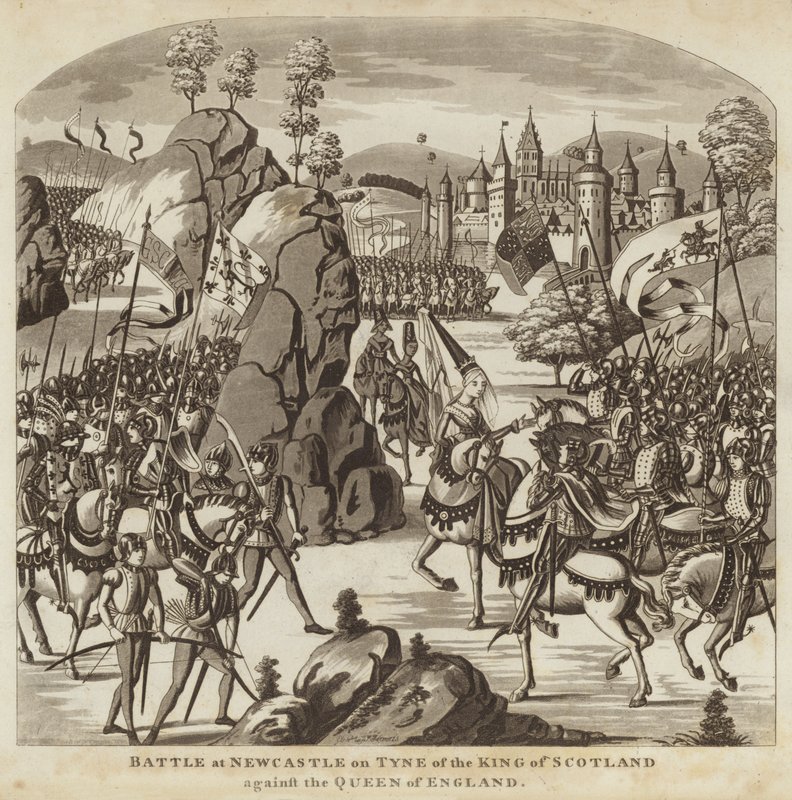 Schlacht bei Newcastle upon Tyne zwischen dem König von Schottland und der Königin von England von English School