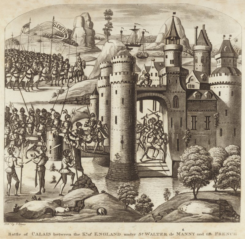 Schlacht von Calais zwischen dem König von England unter Sir Walter Manny und den Franzosen von English School