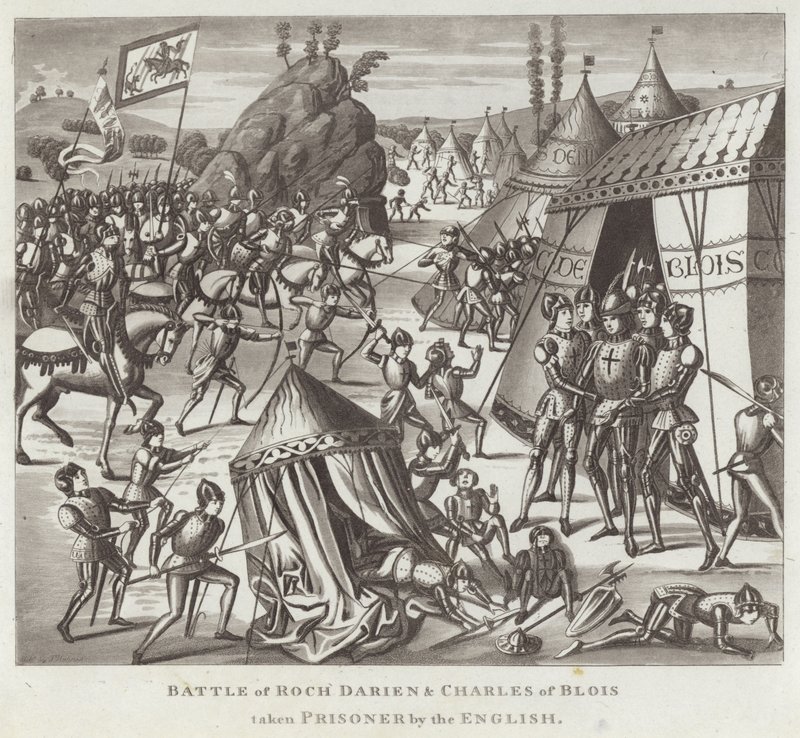 Schlacht von Roch Darien und Charles von Blois von den Engländern gefangen genommen von English School