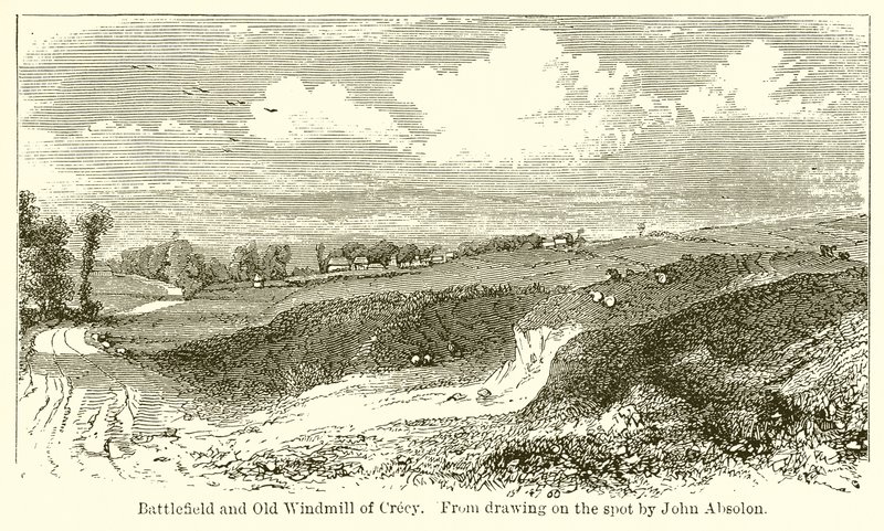 Schlachtfeld und alte Windmühle von Crecy von English School
