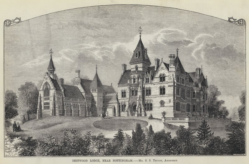 Bestwood Lodge, bei Nottingham (Gravur) von English School