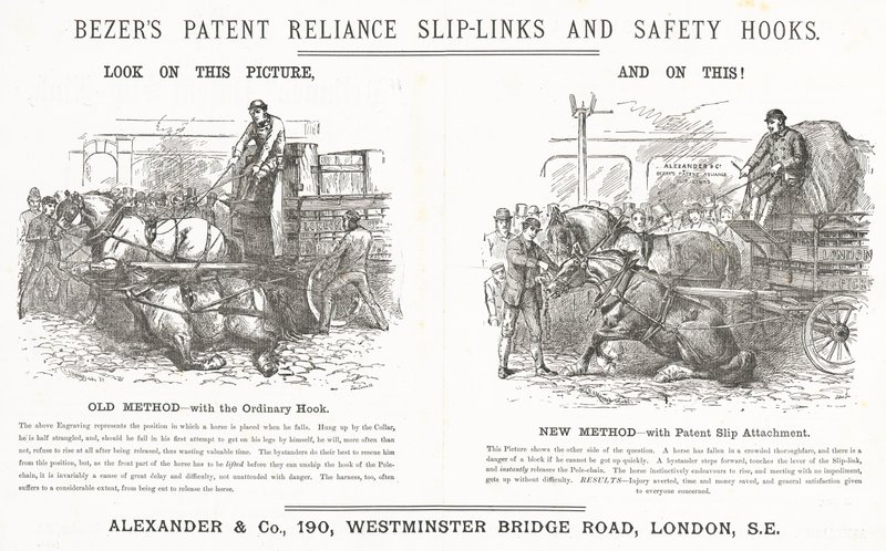 Bezers Patent Reliance Slip-Links und Sicherheitshaken von English School