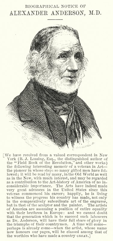 Biografische Notiz von Alexander Anderson, MD (Gravur) von English School