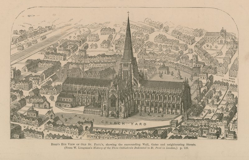 Vogelperspektive der alten St. Pauls Kathedrale von English School