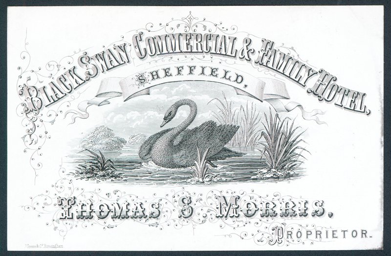 Black Swan Commercial & Family Hotel, Sheffield, Visitenkarte von English School