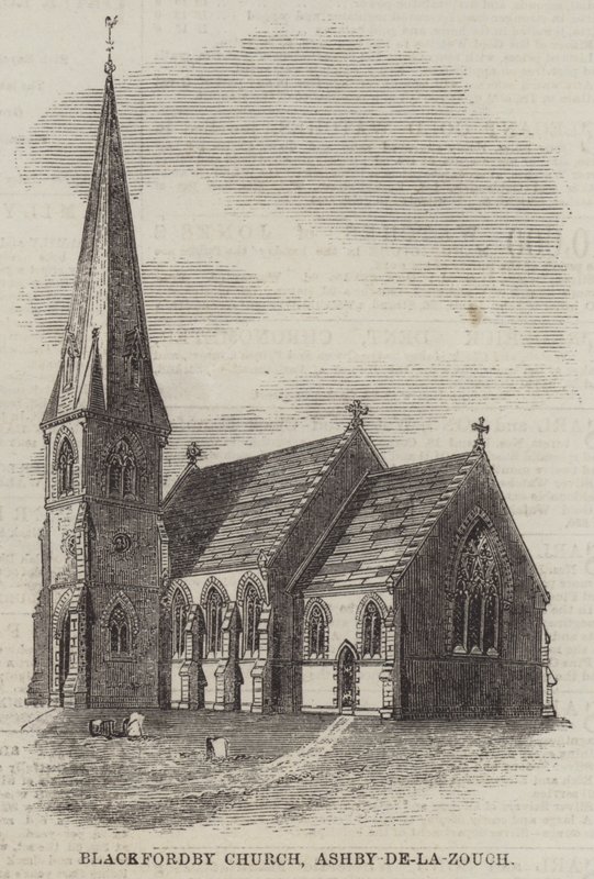 Blackfordby Kirche, Ashby-de-la-Zouch (Gravur) von English School