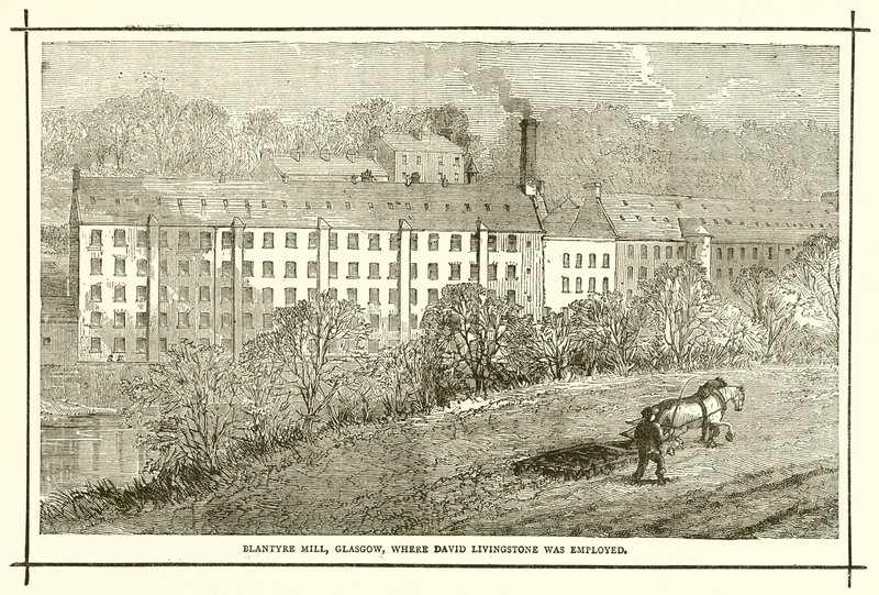 Blantyre-Mühle, Glasgow, wo David Livingstone arbeitete von English School