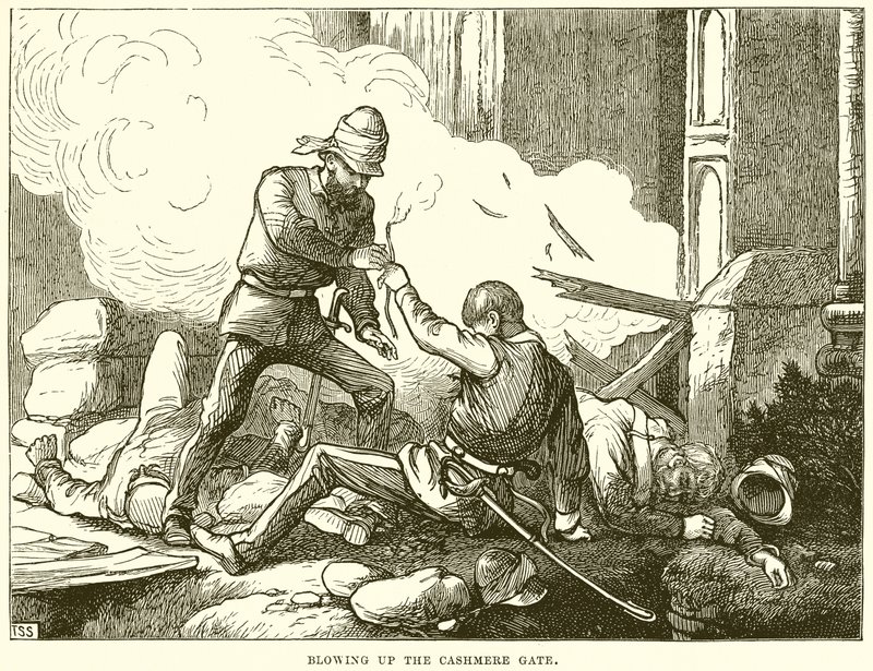 Sprengung des Kaschmir-Tores von English School