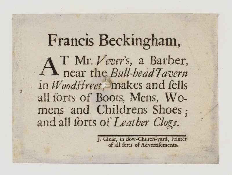 Schuhmacher, Francis Beckingham, Visitenkarte von English School