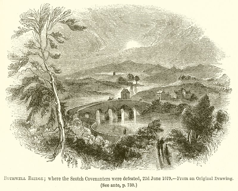 Bothwell Bridge; wo die schottischen Covenanters am 22. Juni 1679 besiegt wurden von English School