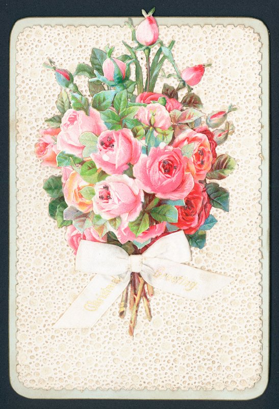 Strauß rosa Rosen, Weihnachtskarte von English School