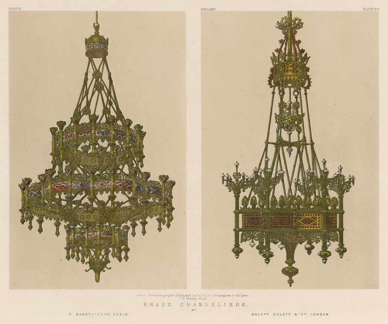 Messingkronleuchter von F Barbedienne, Paris, Messrs Hulett und Co, London von English School