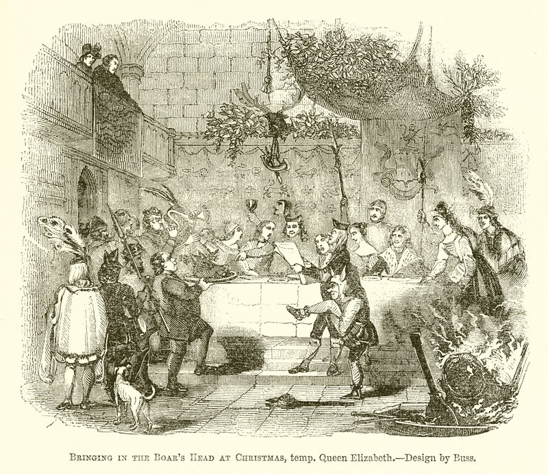 Hereinbringen des Eberkopfes zu Weihnachten, Zeit Königin Elisabeths von English School