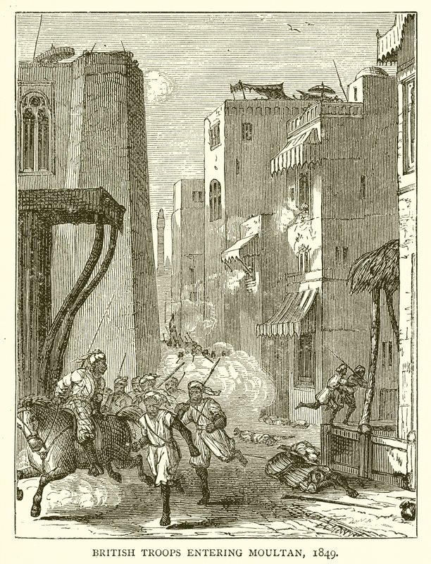 Britische Truppen betreten Moultan, 1849 von English School